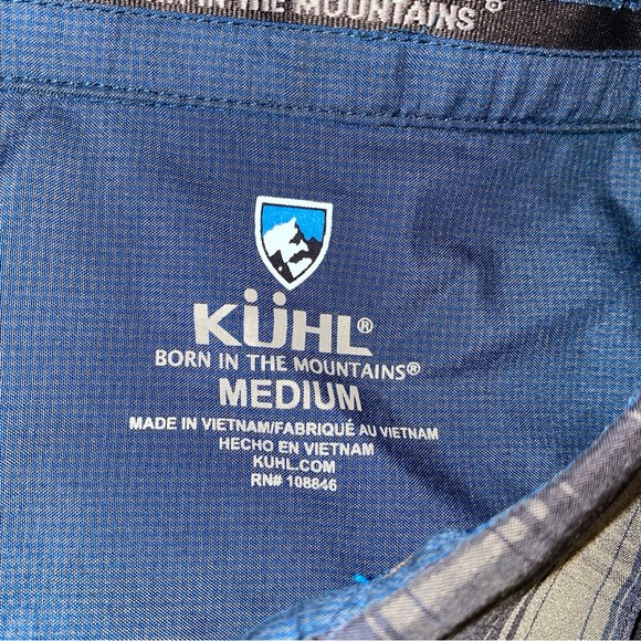 Kuhl Response Shirt Blue Plaid Short Sleeve Button Up Men's M Outdoors - Picture 3 of 10